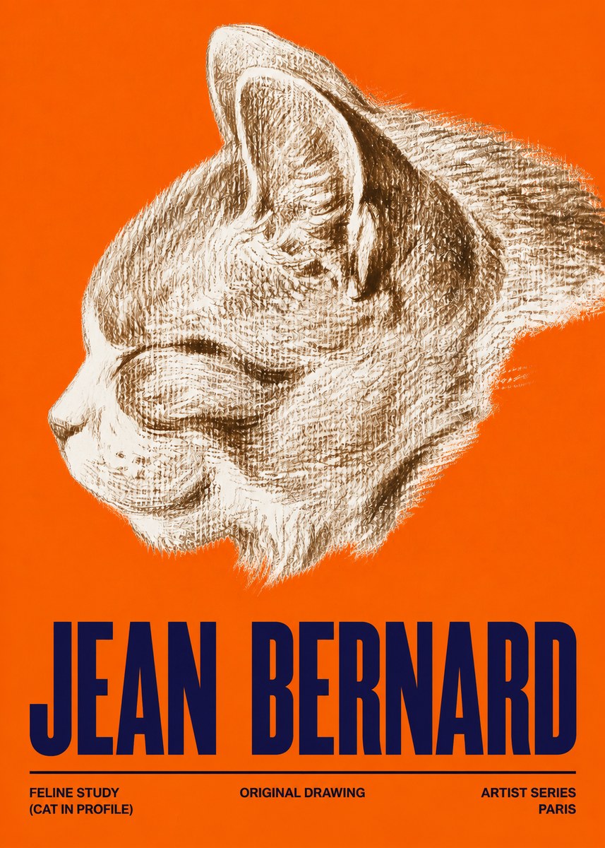 Jean Bernard Cat Study VI No5 - Poszter