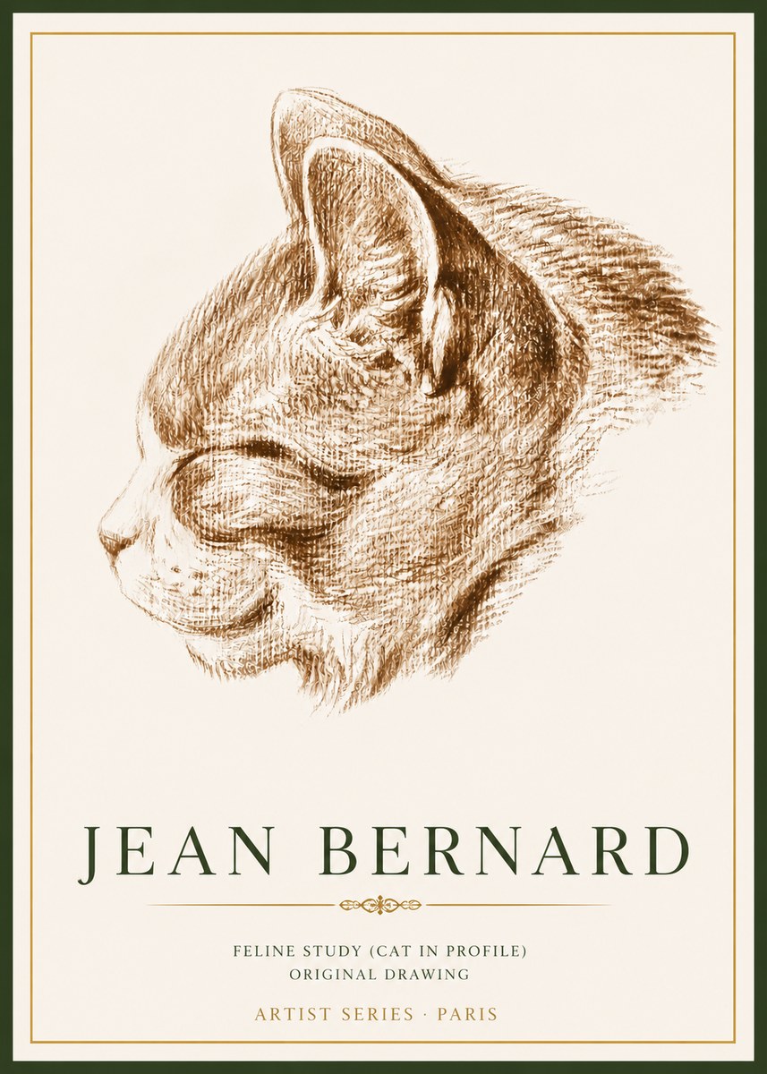 Jean Bernard Cat Study VI No6 - Poszter