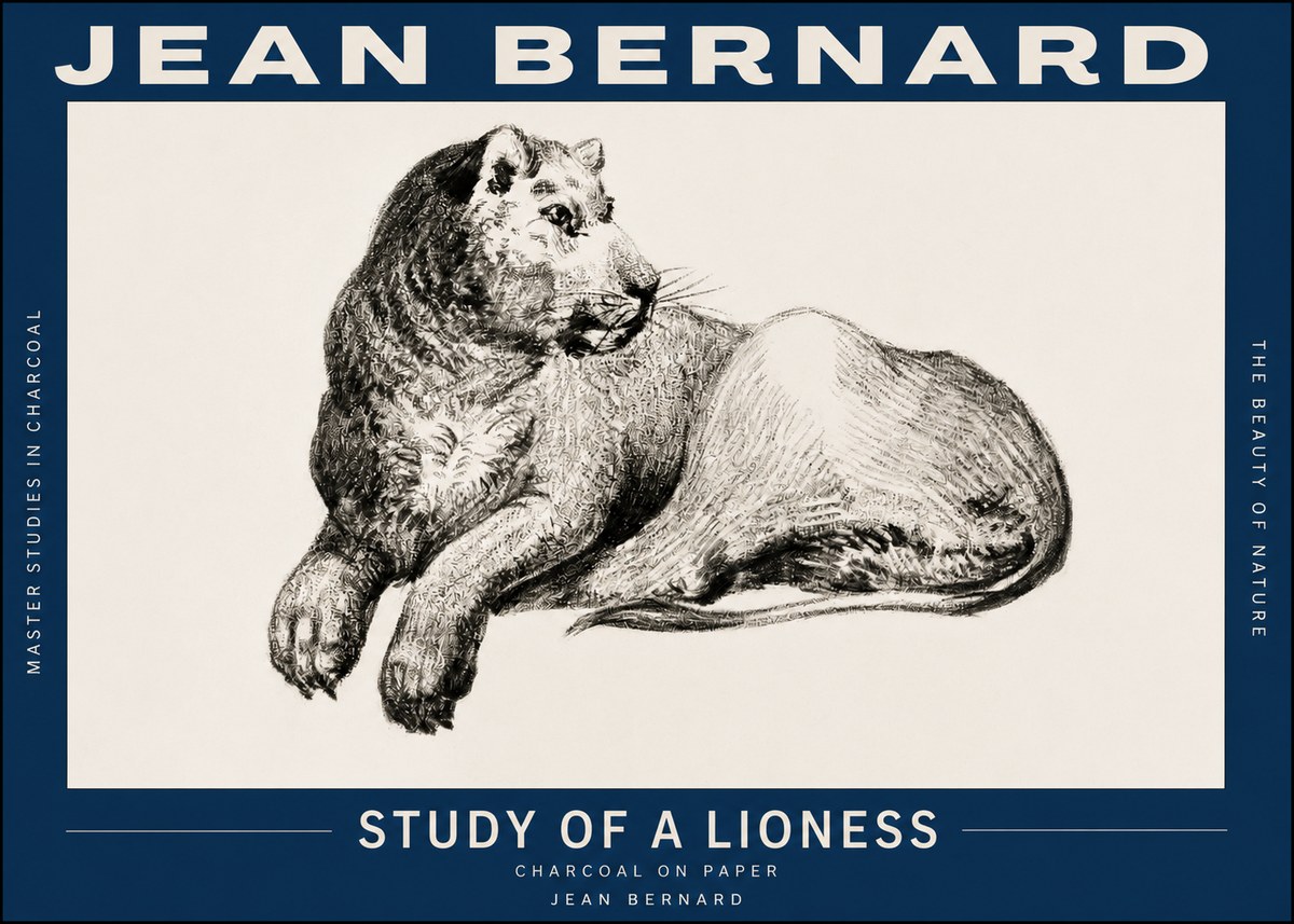 Jean Bernard Lying Lioness No3 - Poszter