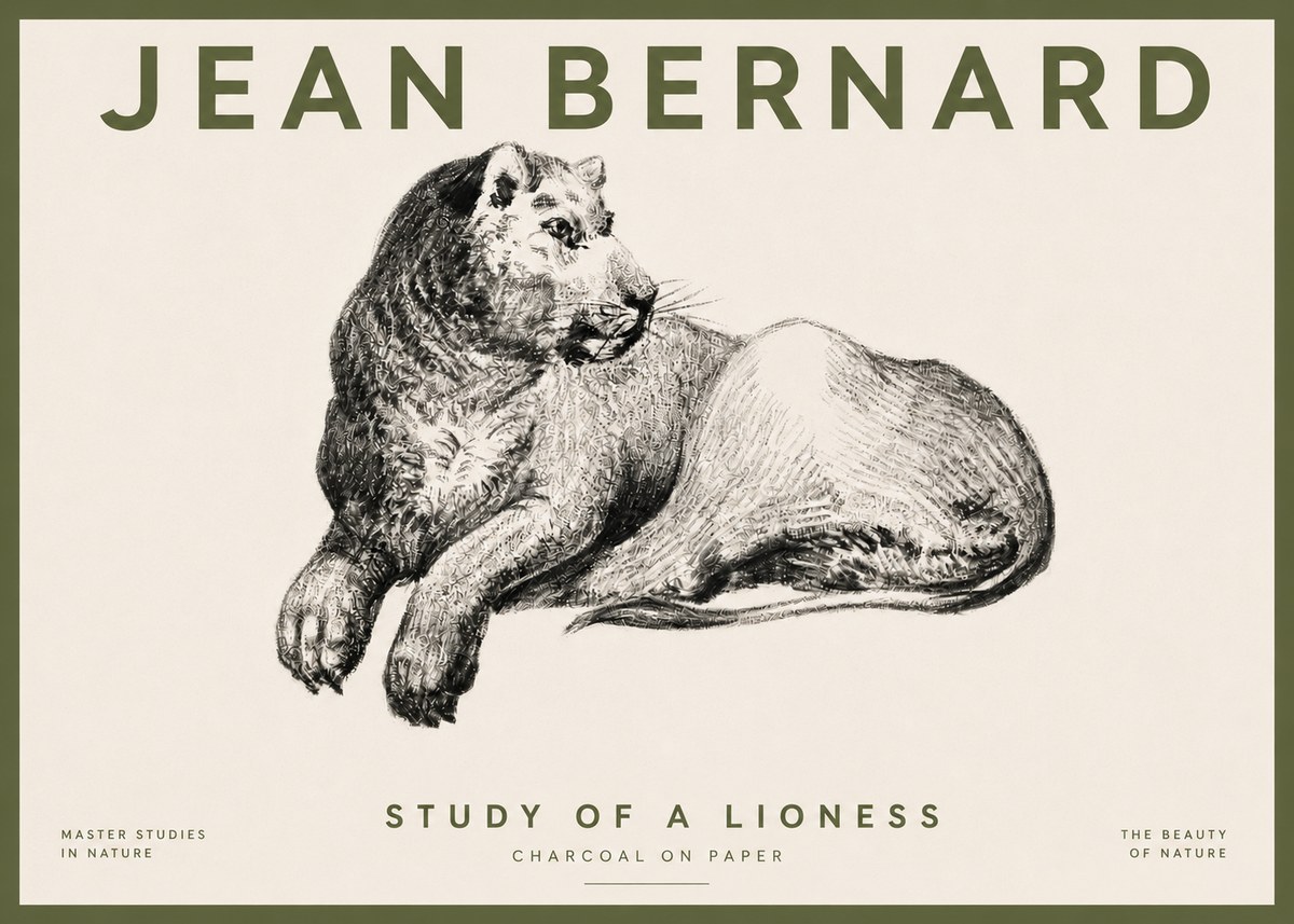 Jean Bernard Lying Lioness No5 - Poszter