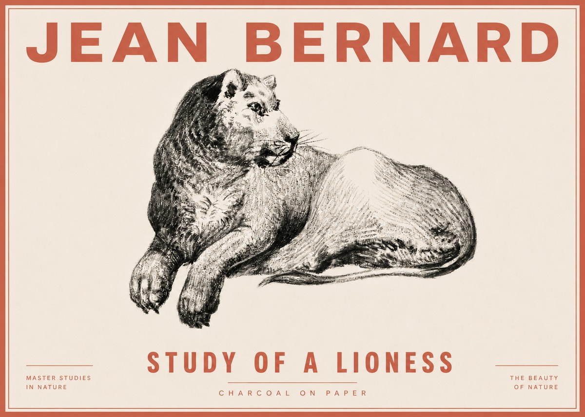 Jean Bernard Lying Lioness No6 - Poszter