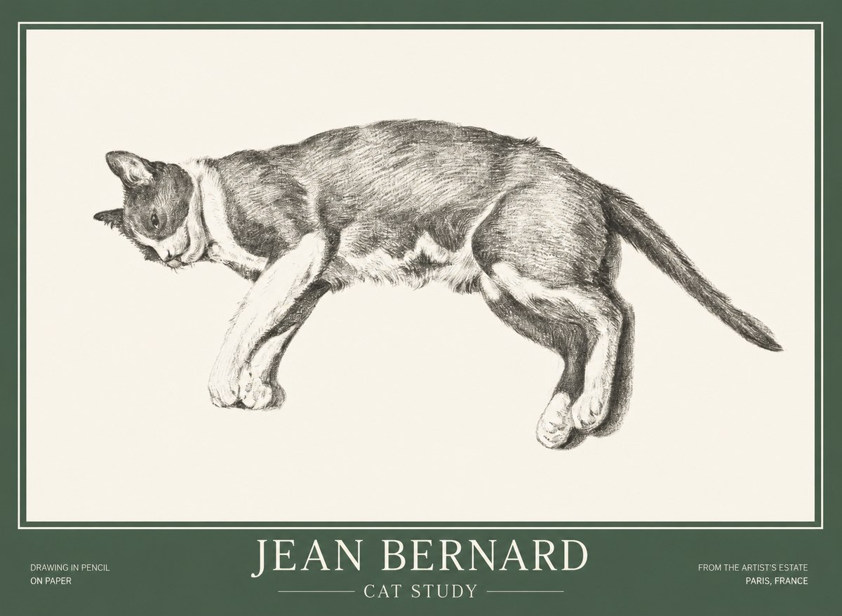 Jean Bernard Cat Study VII No1 - Poszter