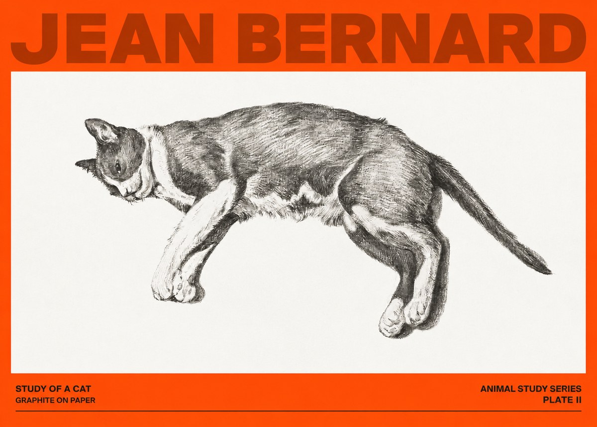 Jean Bernard Cat Study VII No4 - Poszter