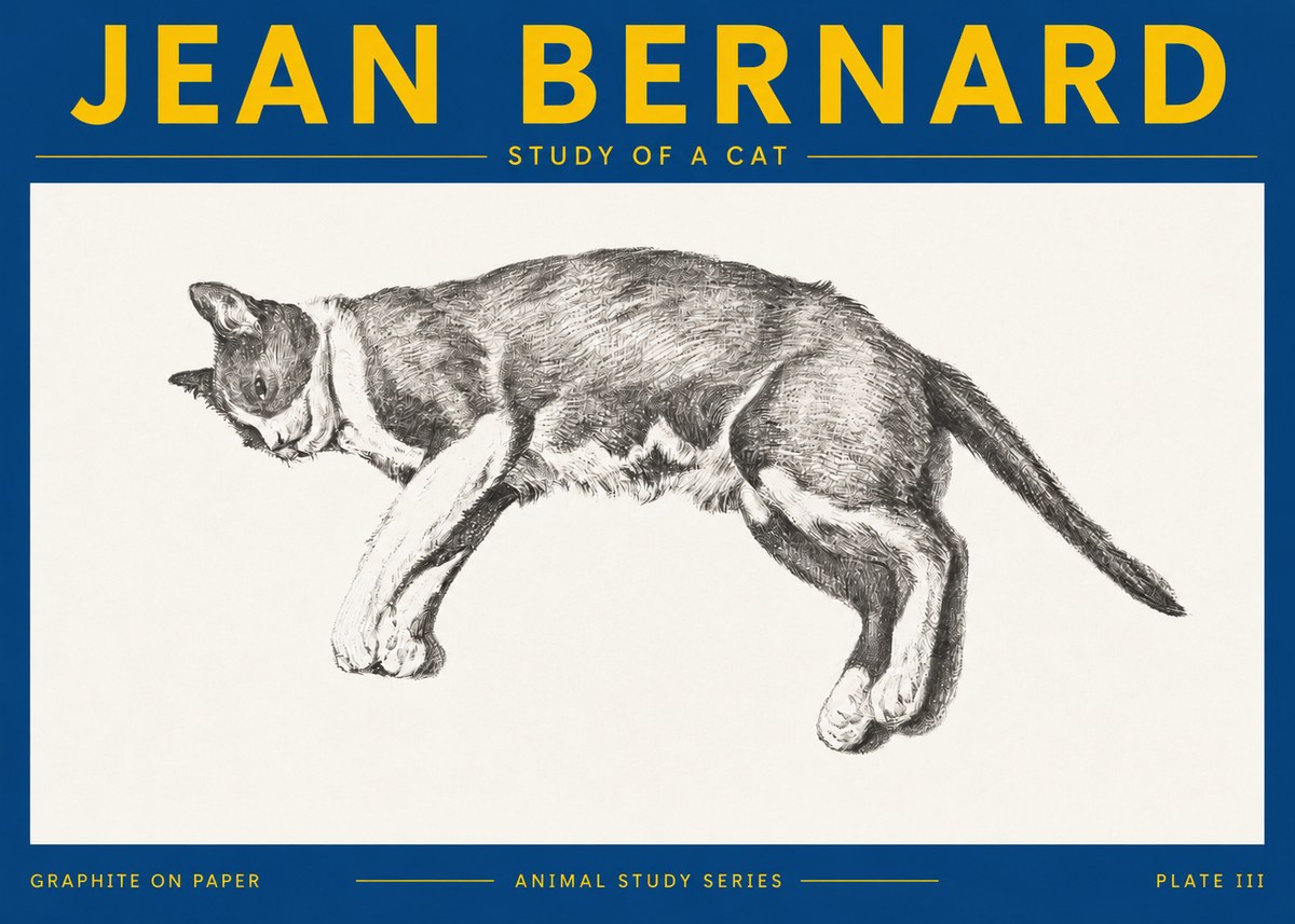 Jean Bernard Cat Study VII No5 - Poszter