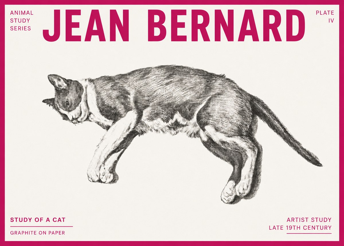 Jean Bernard Cat Study VII No6 - Poszter