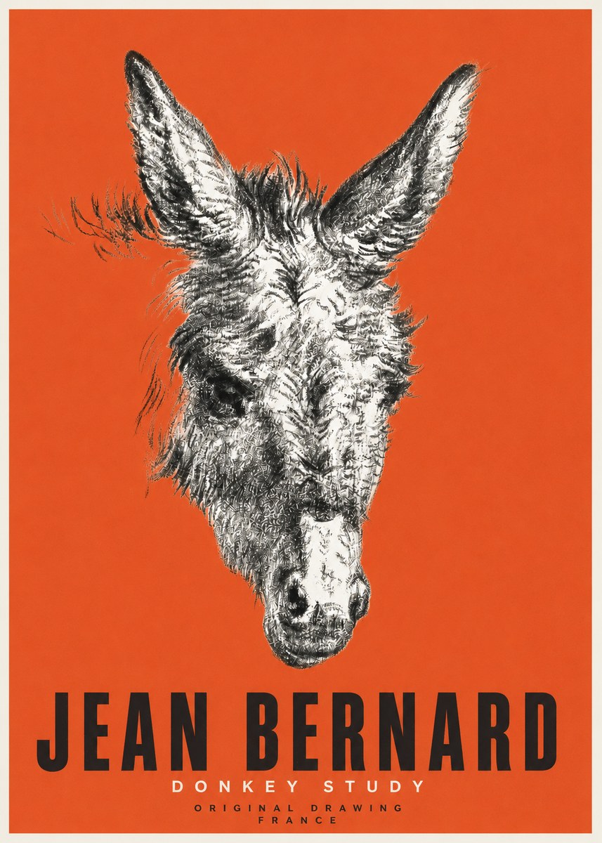 Jean Bernard Donkey Study IV No2 - Poszter