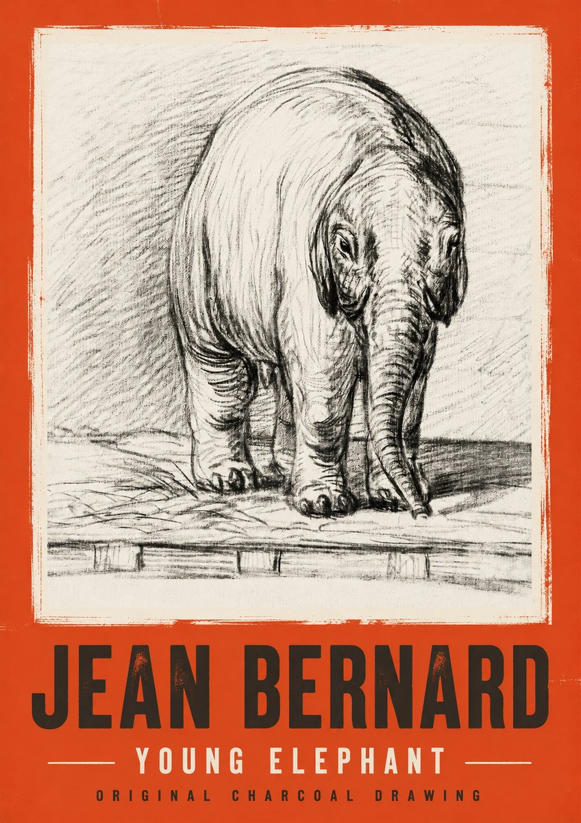 Jean Bernard Young Elephant No2 - Poszter