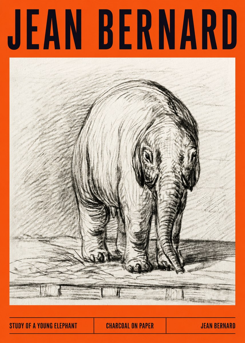 Jean Bernard Young Elephant No4 - Poszter