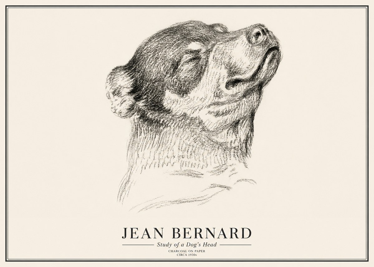 Jean Bernard Study of a Dog III No3 - Poszter