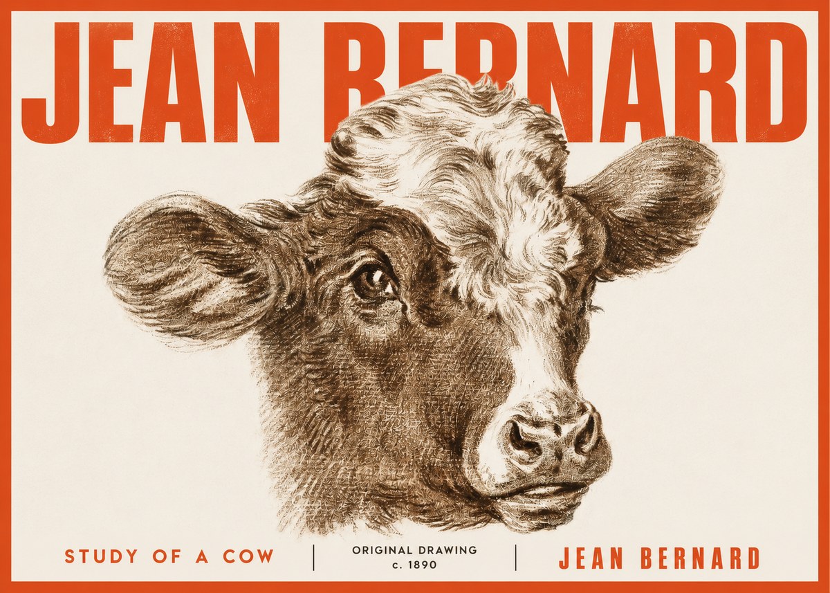 Jean Bernard Study of a Cow VIII No4 - Poszter