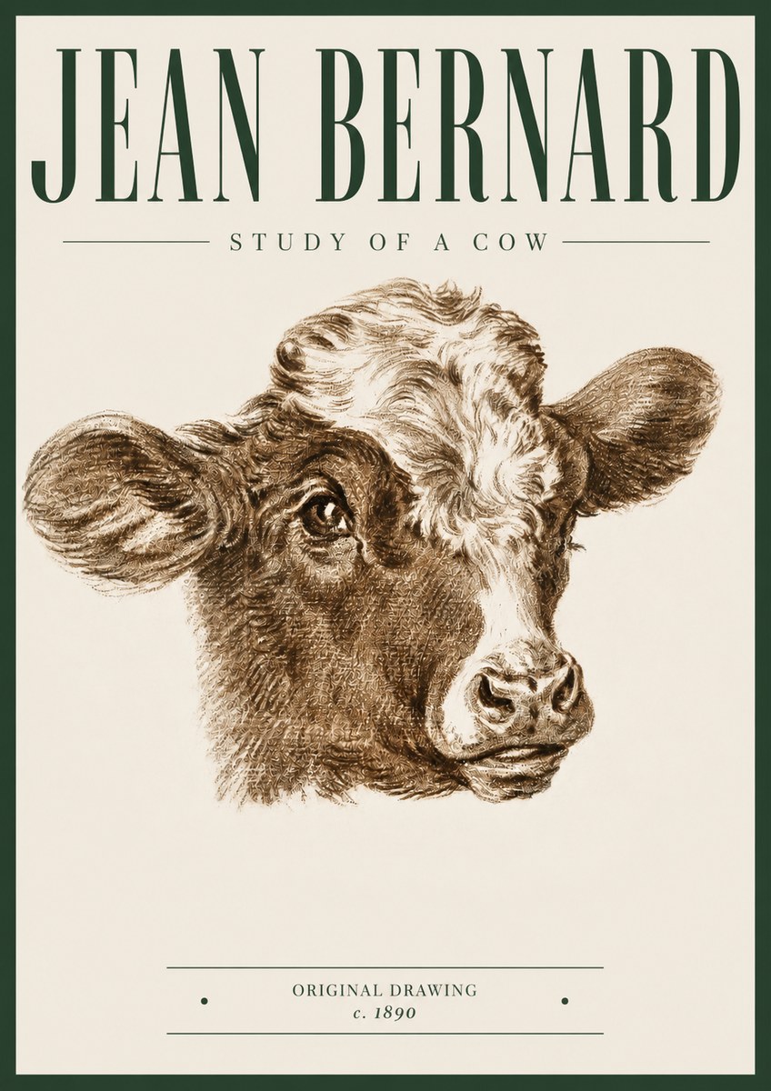 Jean Bernard Study of a Cow VIII No5 - Poszter