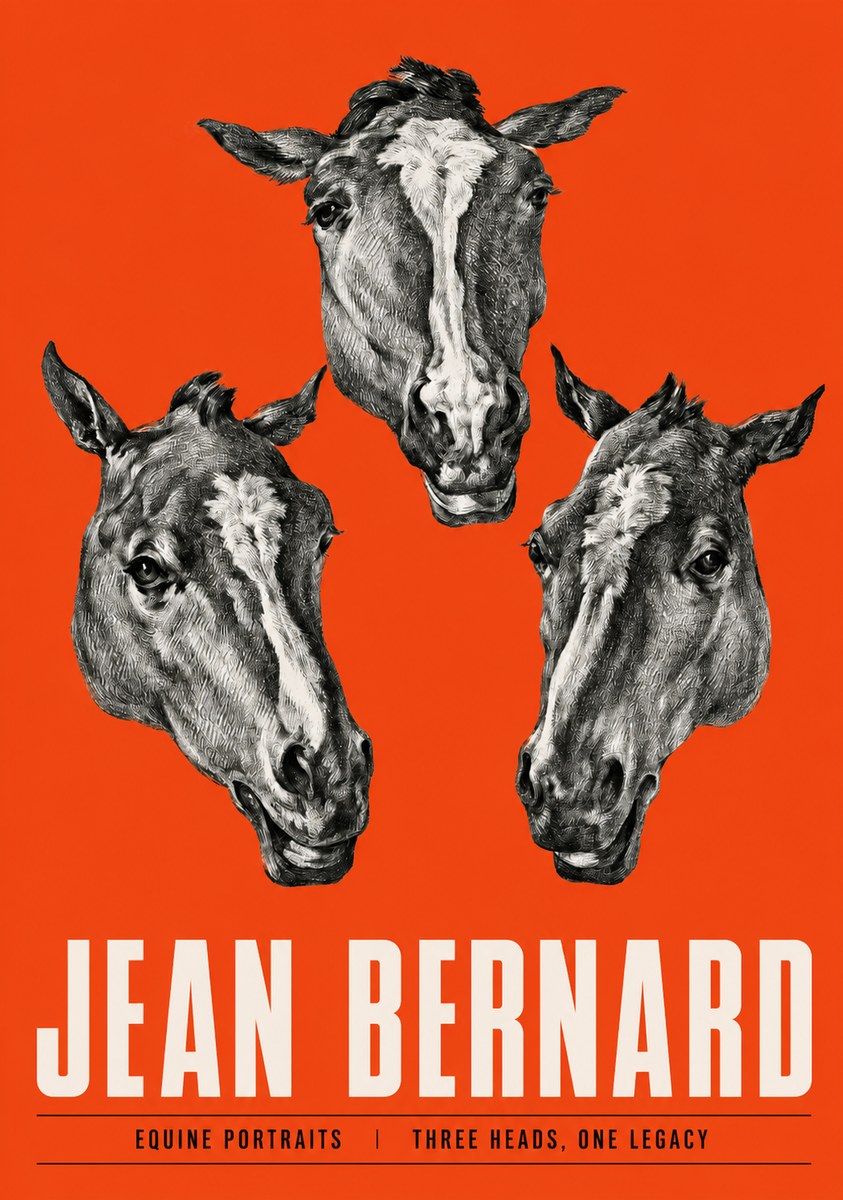 Jean Bernard Three Studies of a Horse No3 - Poszter