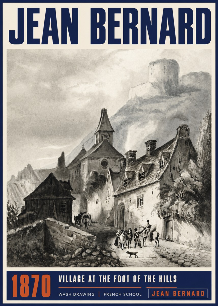 Jean Bernard Village at the Foot of the Hill No5 - Poszter