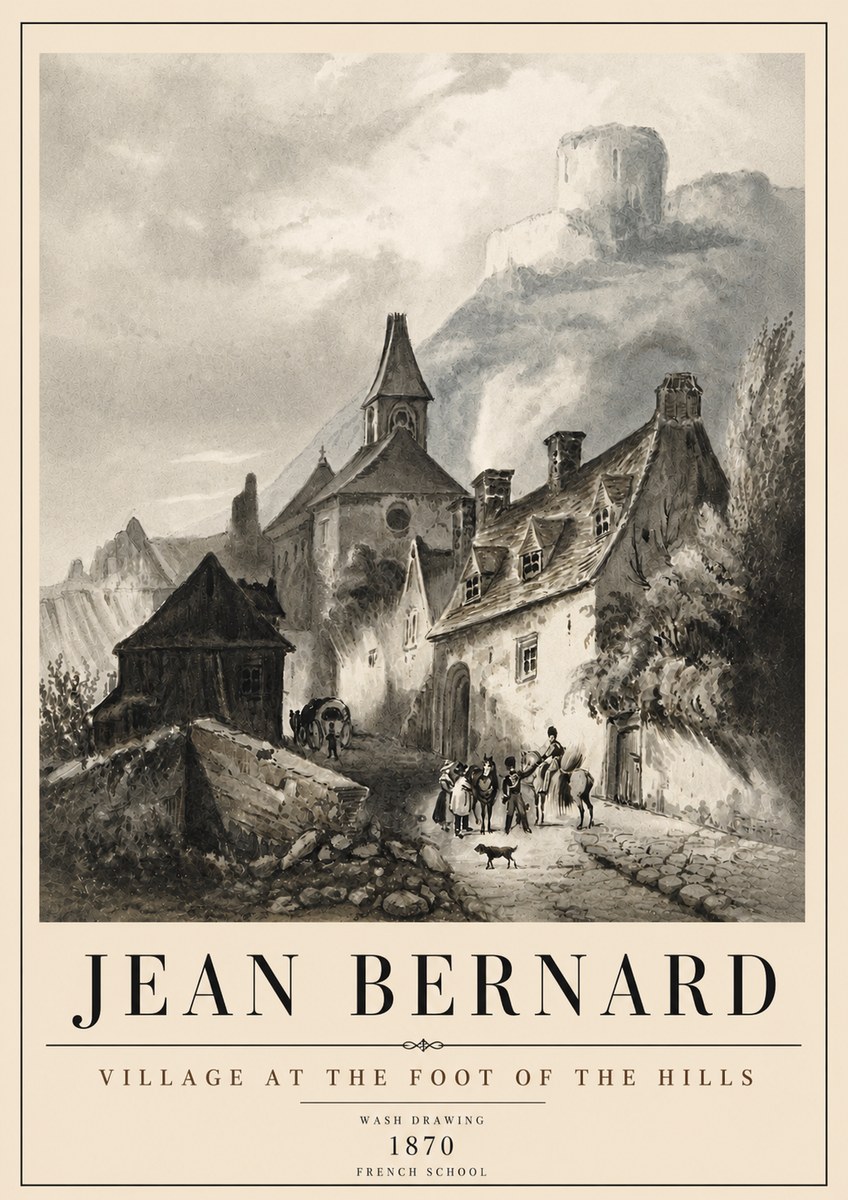Jean Bernard Village at the Foot of the Hill No6 - Poszter