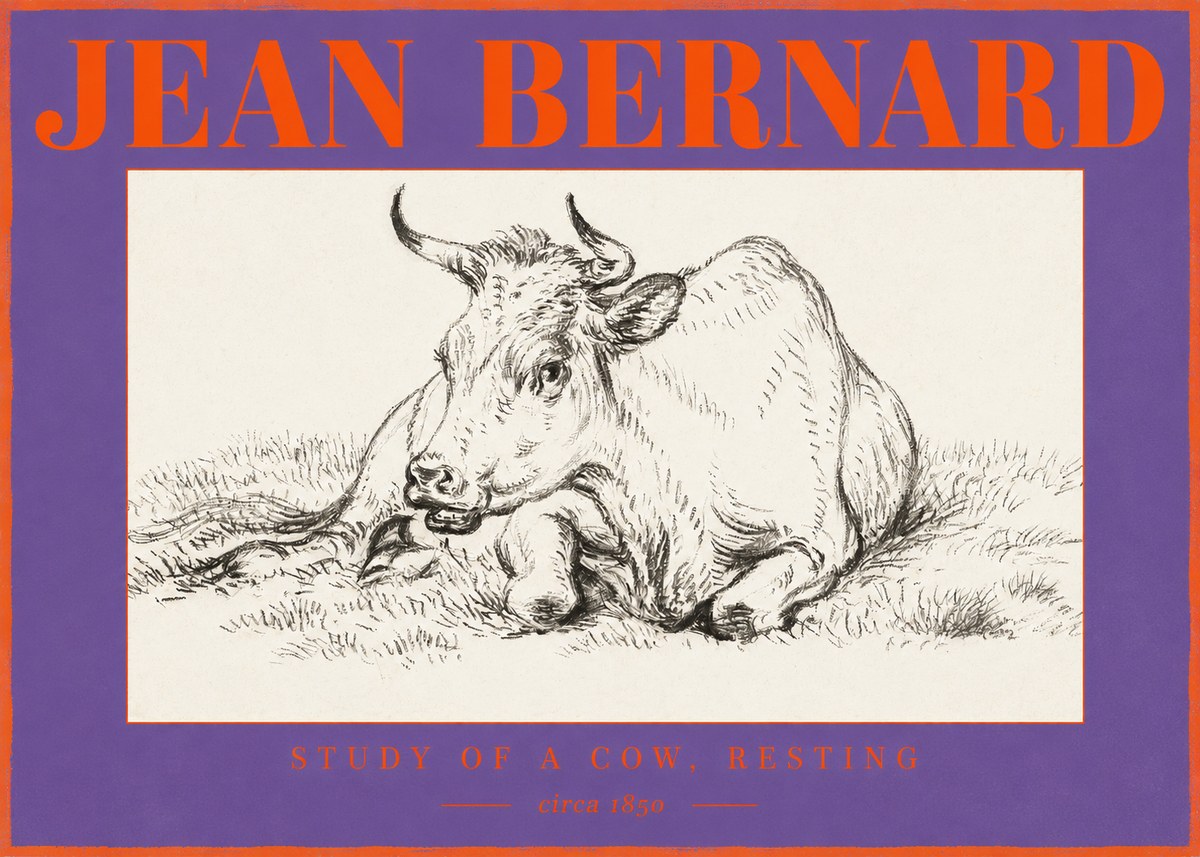 Jean Bernard Study of a Cow, Resting No2 - Poszter