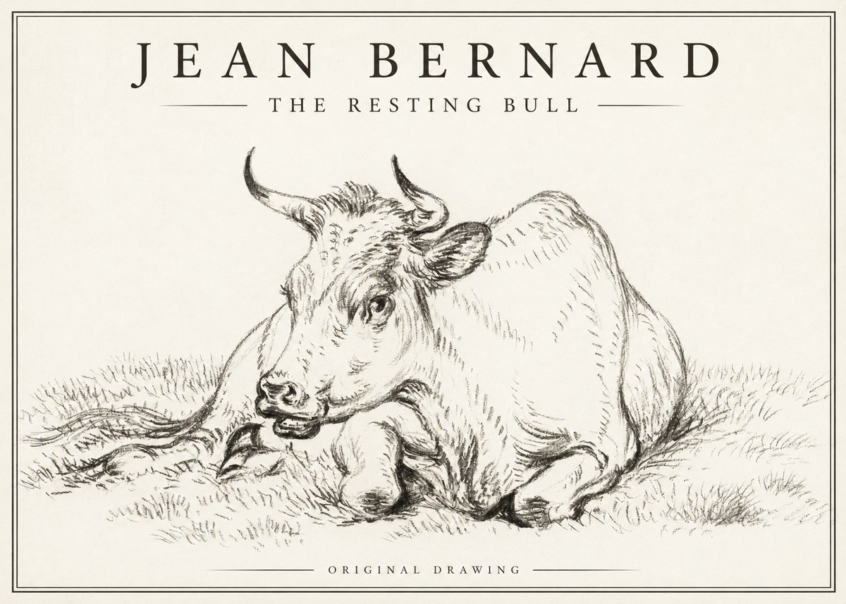 Jean Bernard Study of a Cow, Resting No3 - Poszter