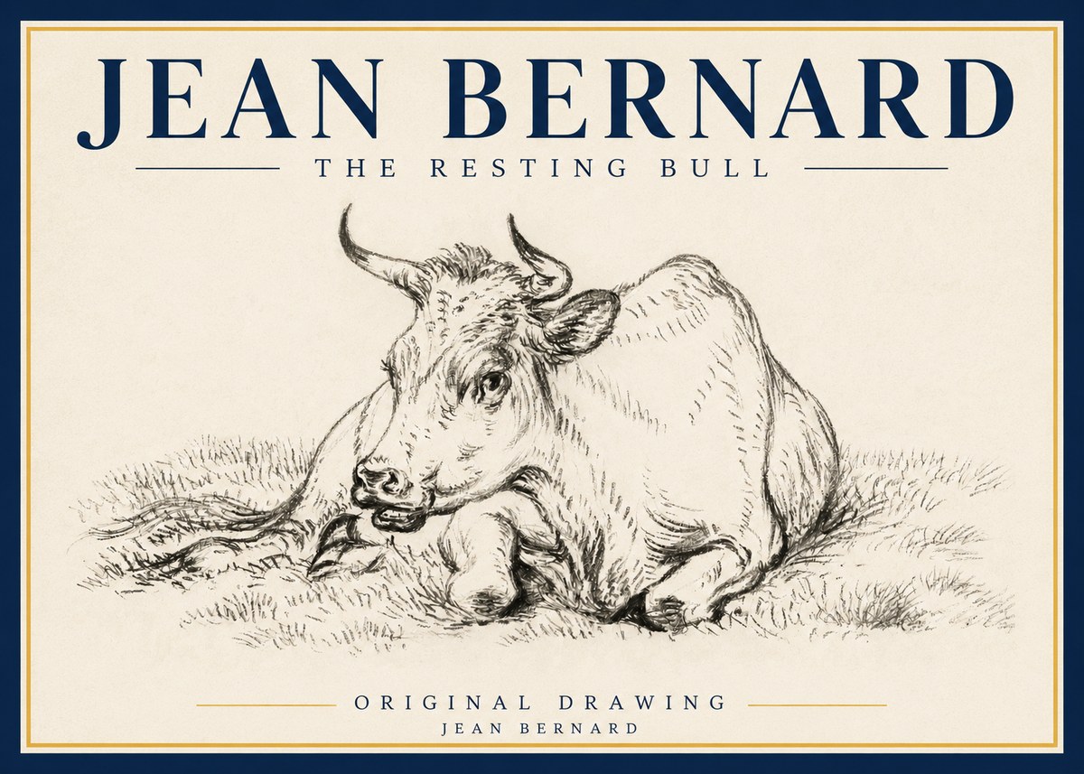 Jean Bernard Study of a Cow, Resting No5 - Poszter