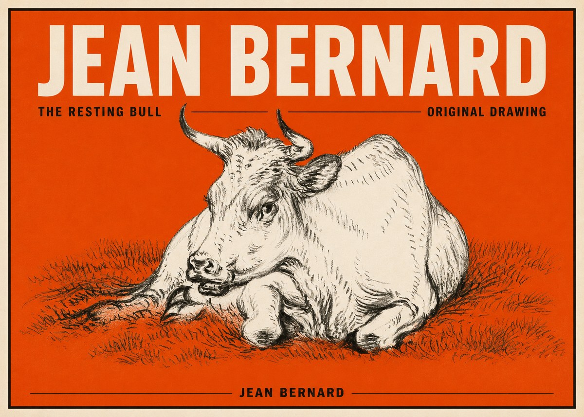 Jean Bernard Study of a Cow, Resting No6 - Poszter