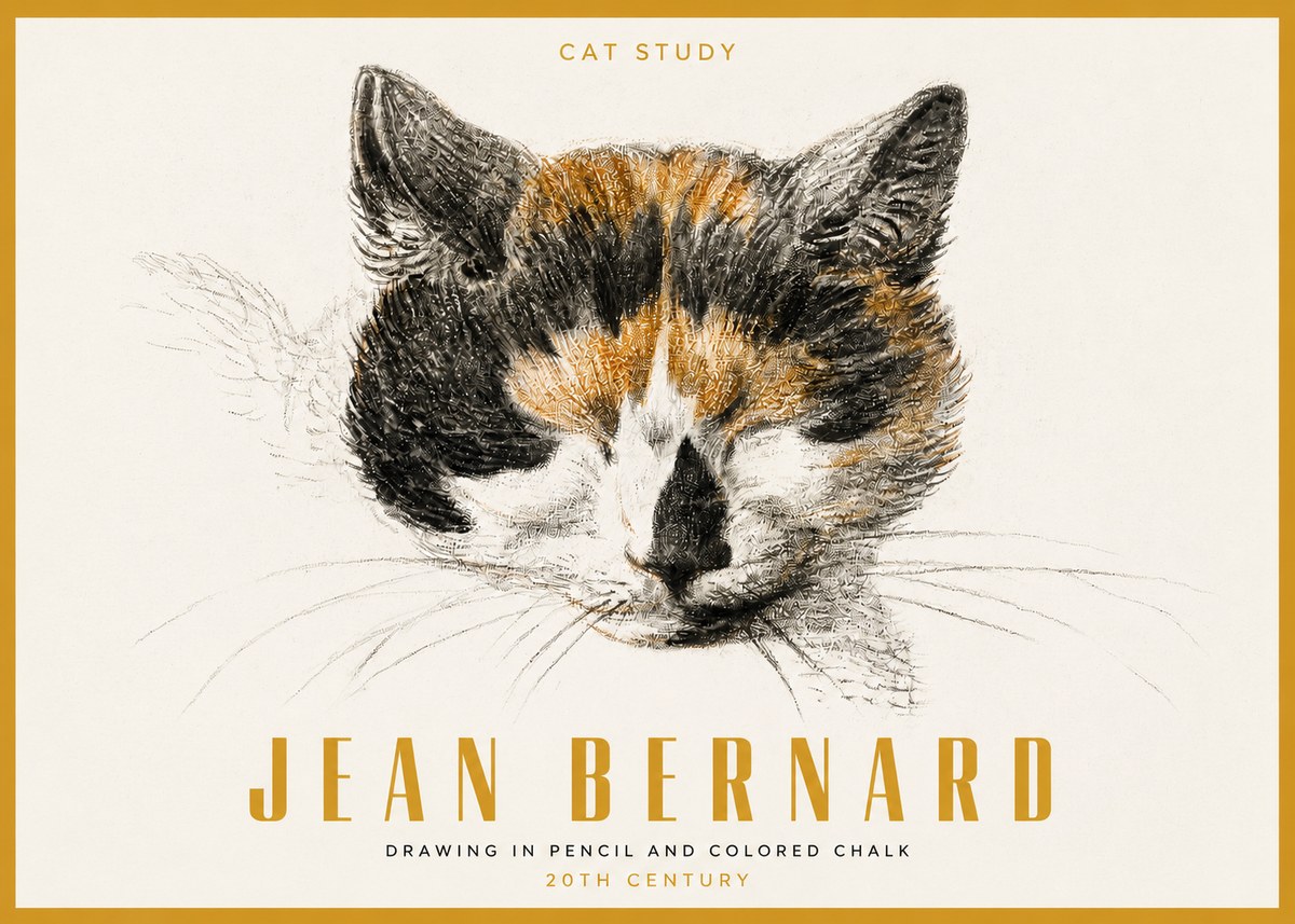 Jean Bernard Cat Study VIII No3 - Poszter