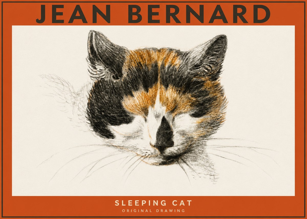 Jean Bernard Cat Study VIII No5 - Poszter