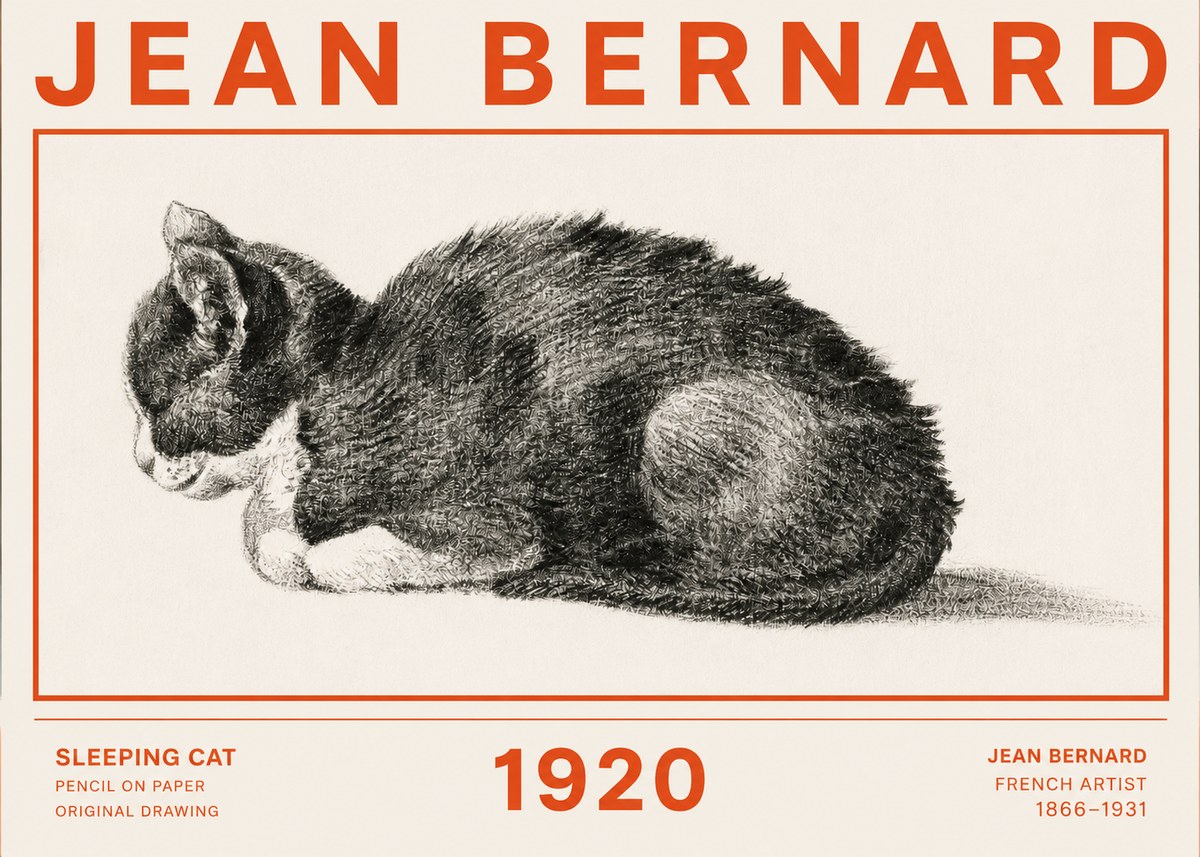 Jean Bernard Sleeping Cat VII No2 - Poszter