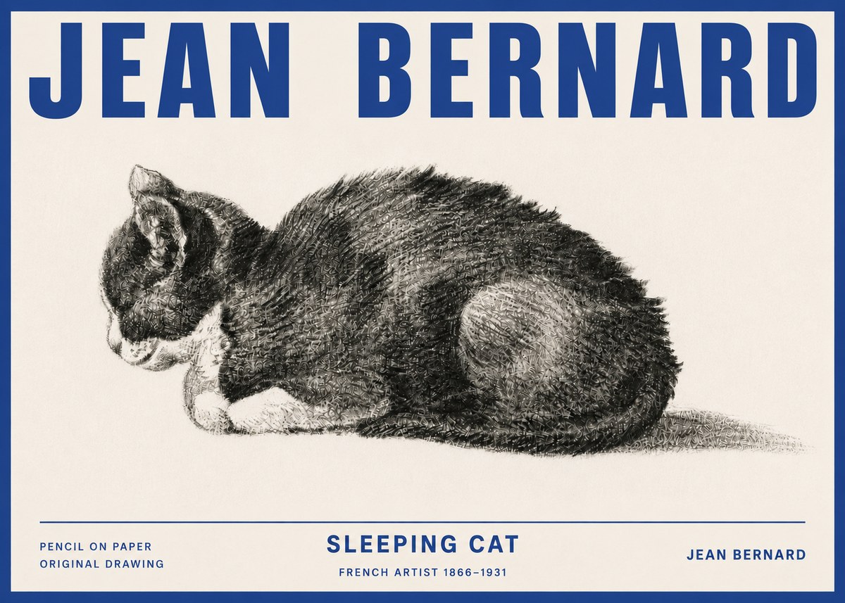 Jean Bernard Sleeping Cat VII No4 - Poszter