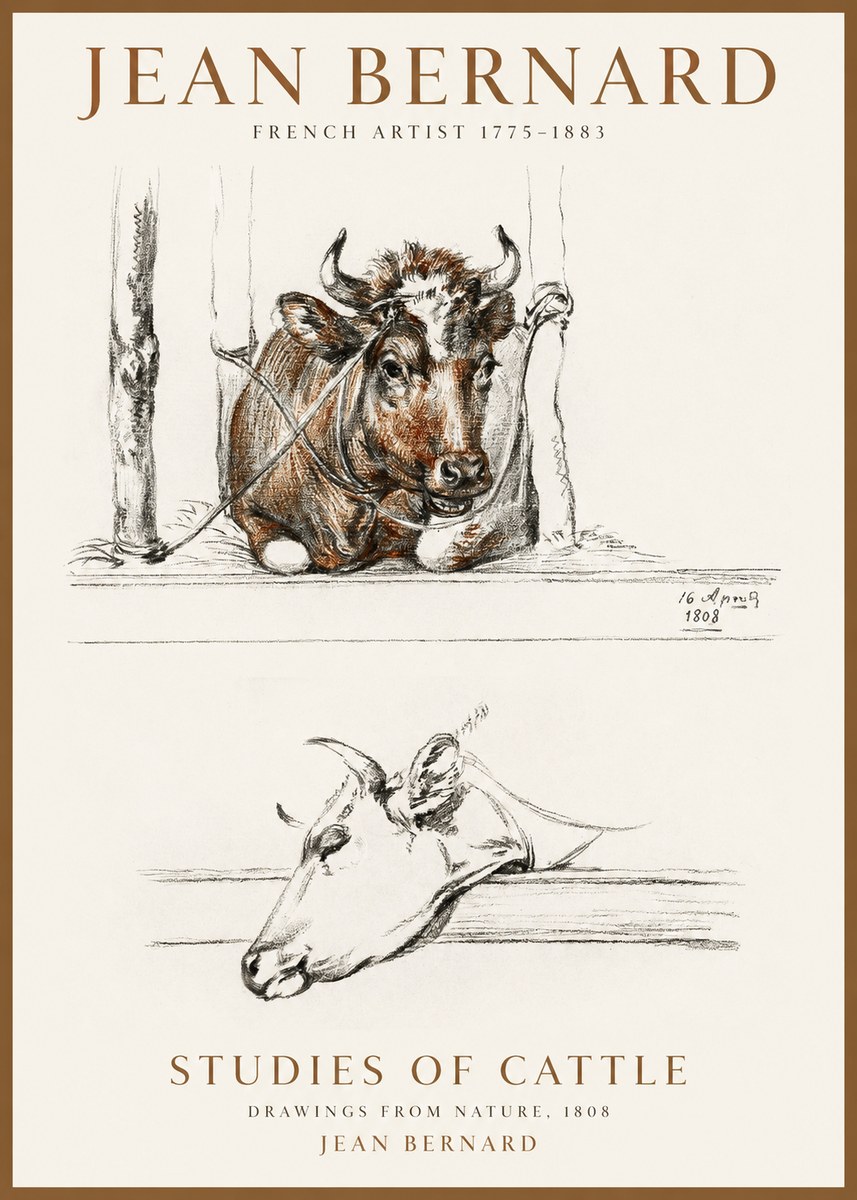 Jean Bernard Studies of Cattle III No1 - Poszter