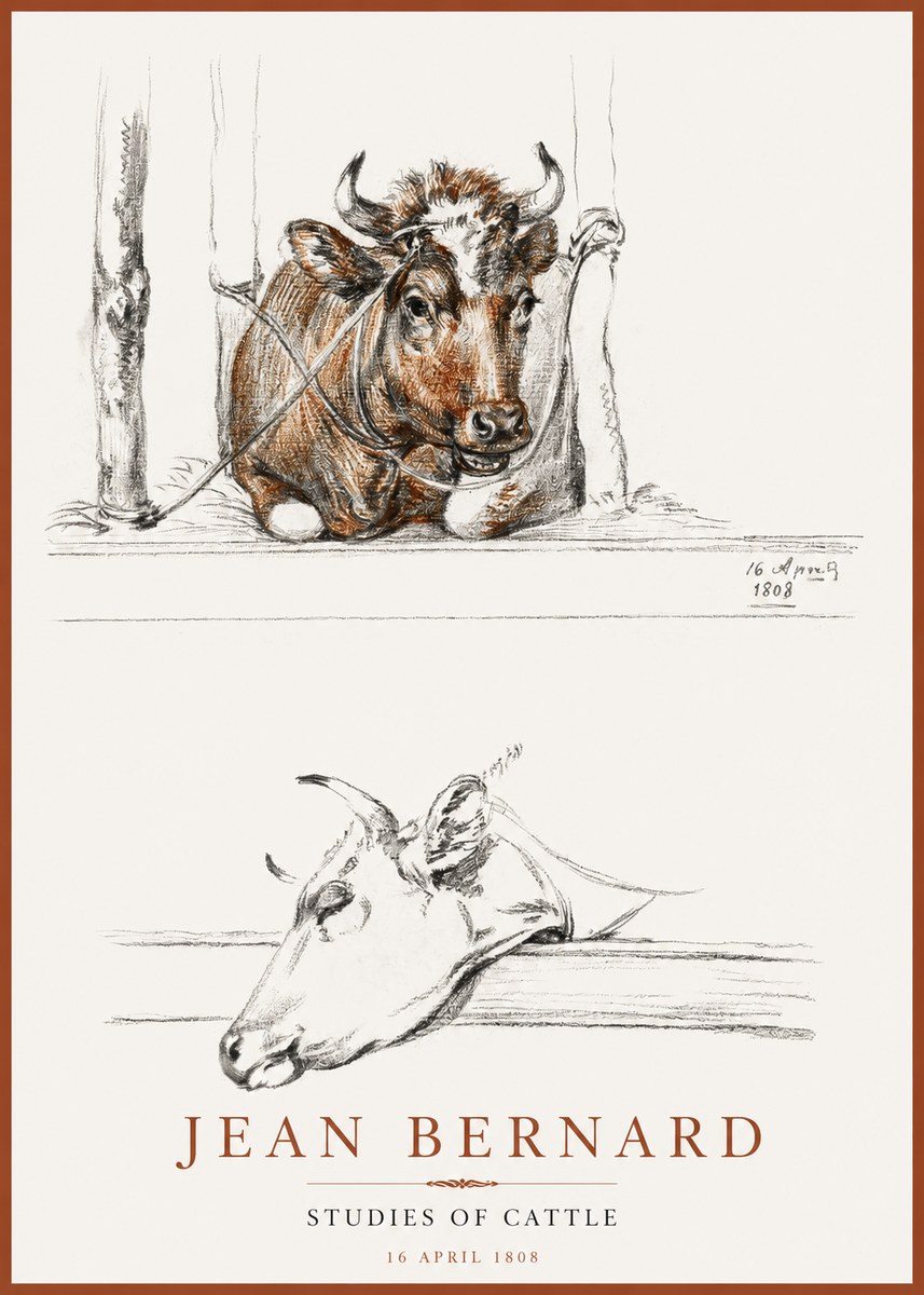 Jean Bernard Studies of Cattle III No2 - Poszter