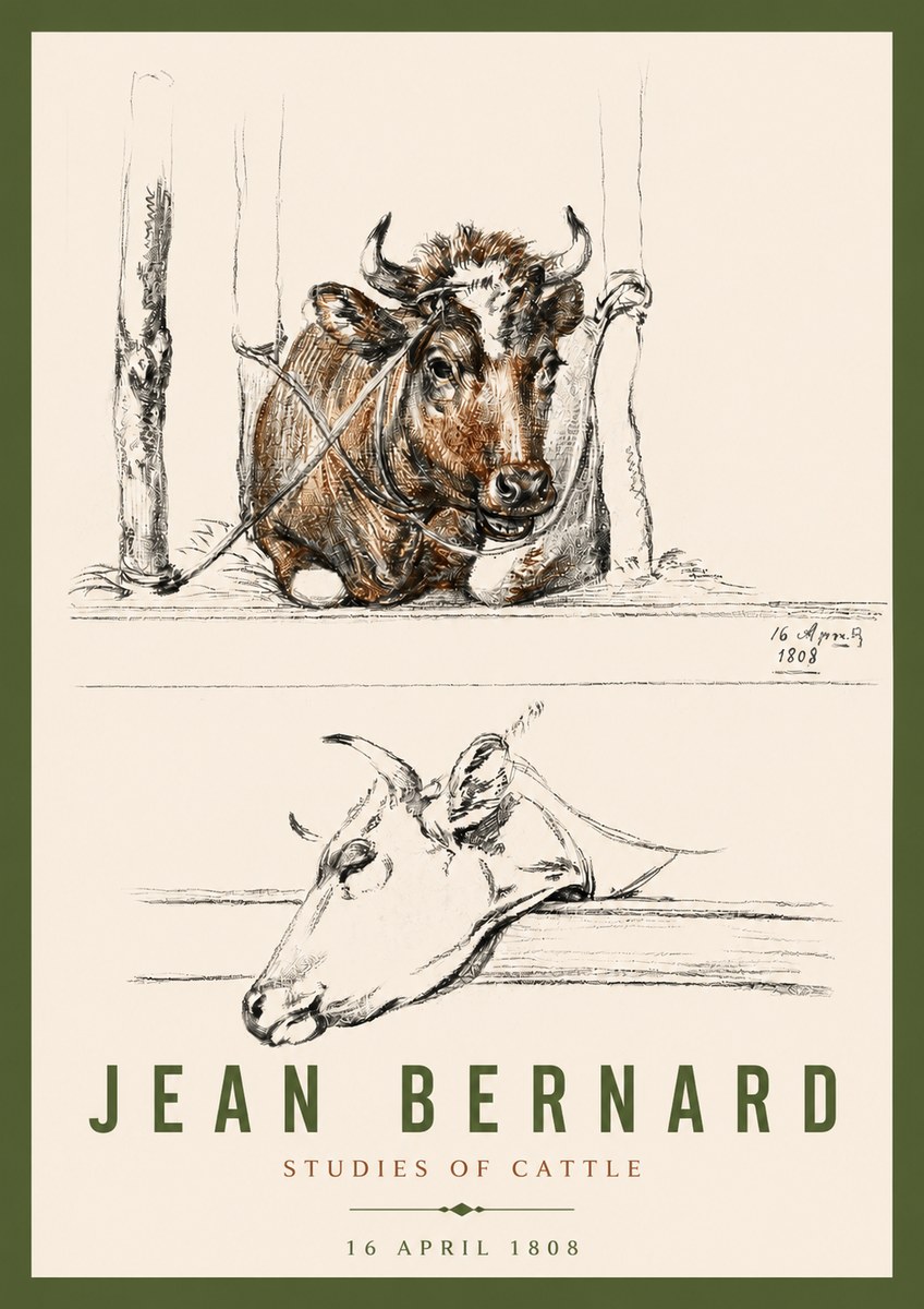 Jean Bernard Studies of Cattle III No4 - Poszter