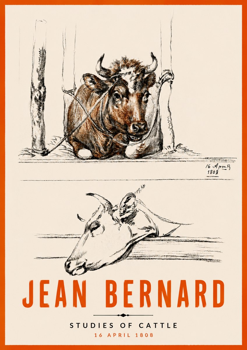 Jean Bernard Studies of Cattle III No5 - Poszter