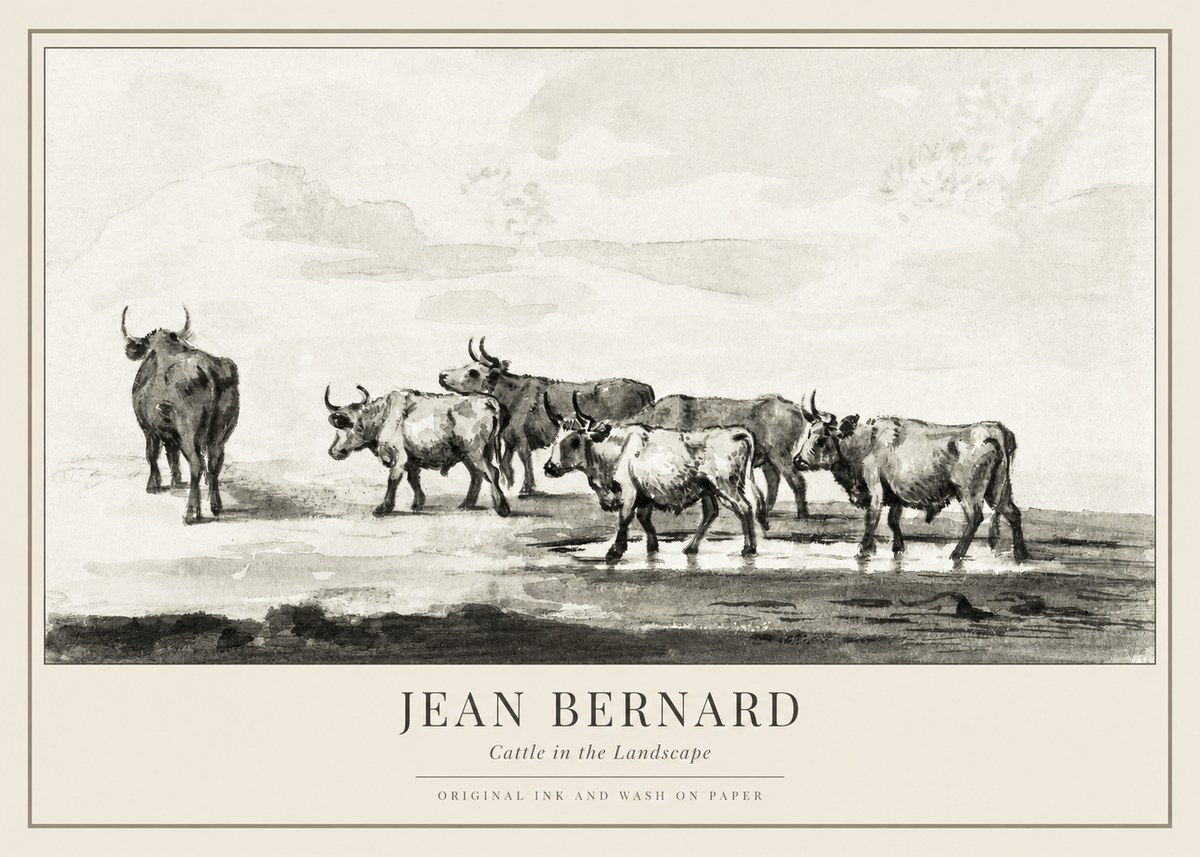 Jean Bernard Cattle in the Landscape No1 - Poszter