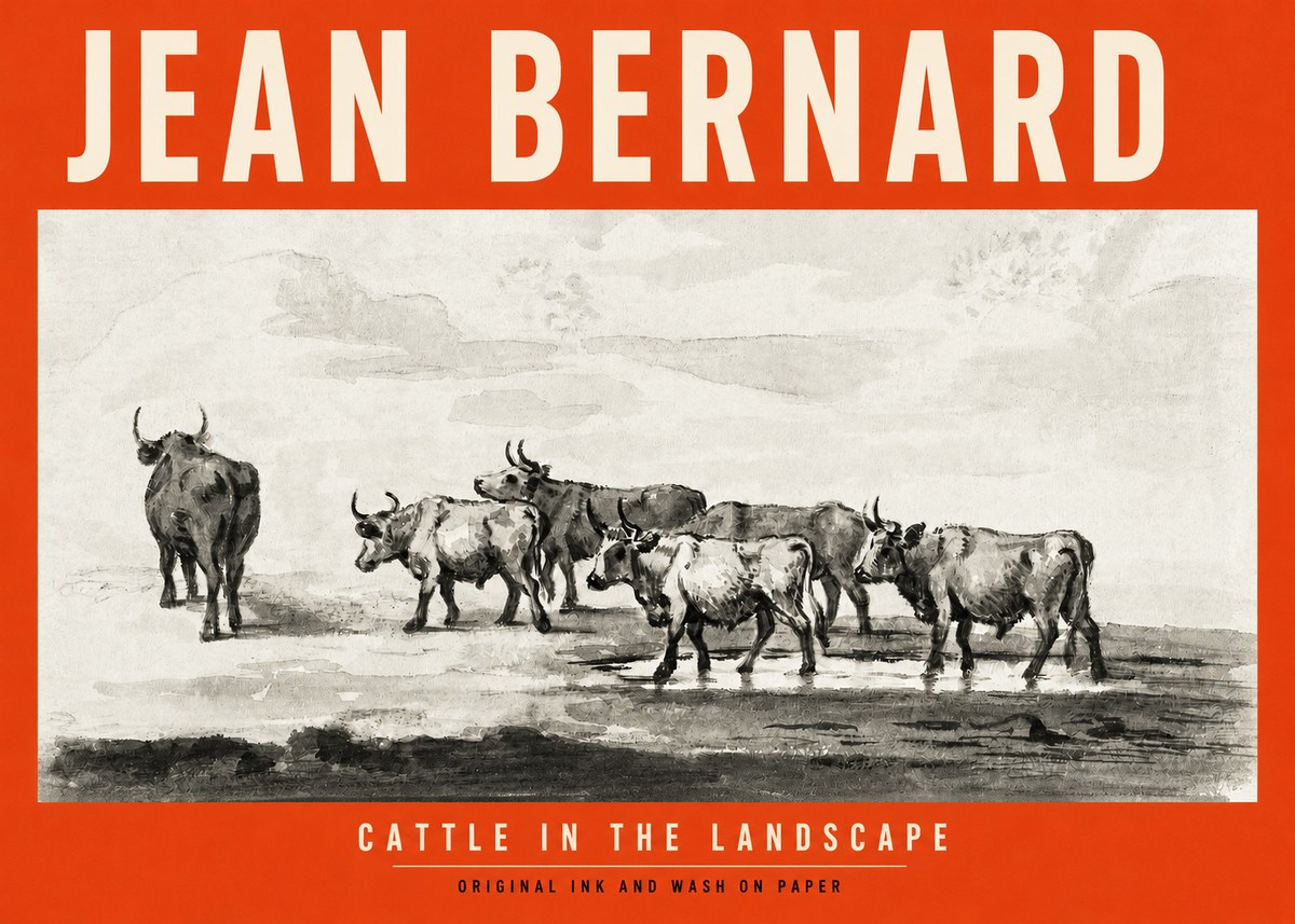 Jean Bernard Cattle in the Landscape No2 - Poszter