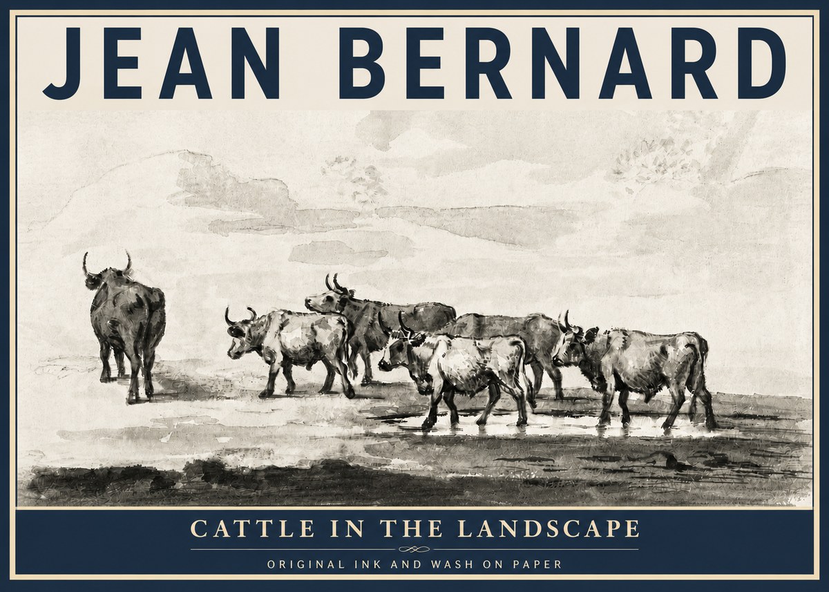 Jean Bernard Cattle in the Landscape No3 - Poszter