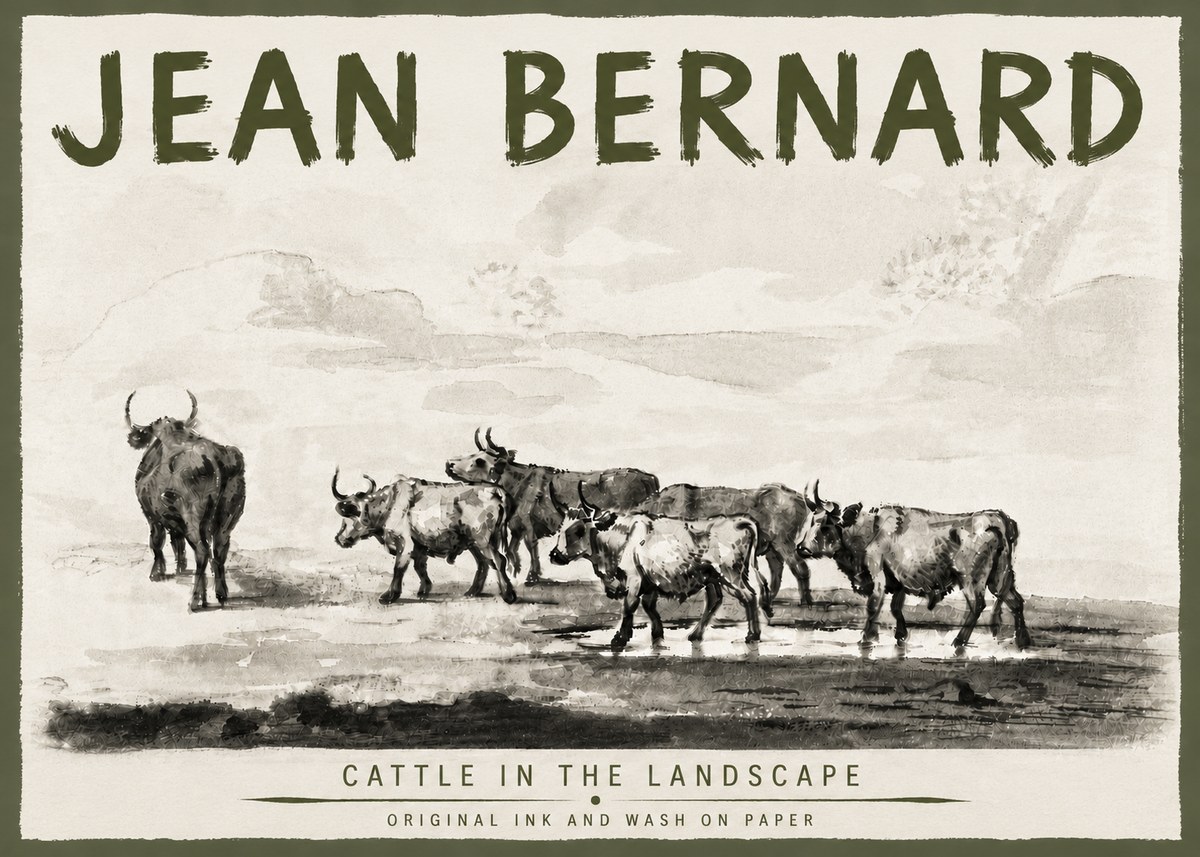 Jean Bernard Cattle in the Landscape No5 - Poszter