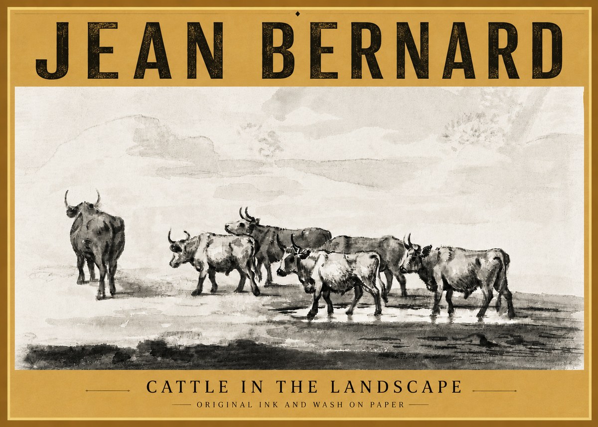 Jean Bernard Cattle in the Landscape No6 - Poszter