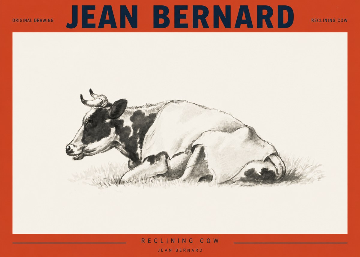 Jean Bernard Reclining Cow II No2 - Poszter
