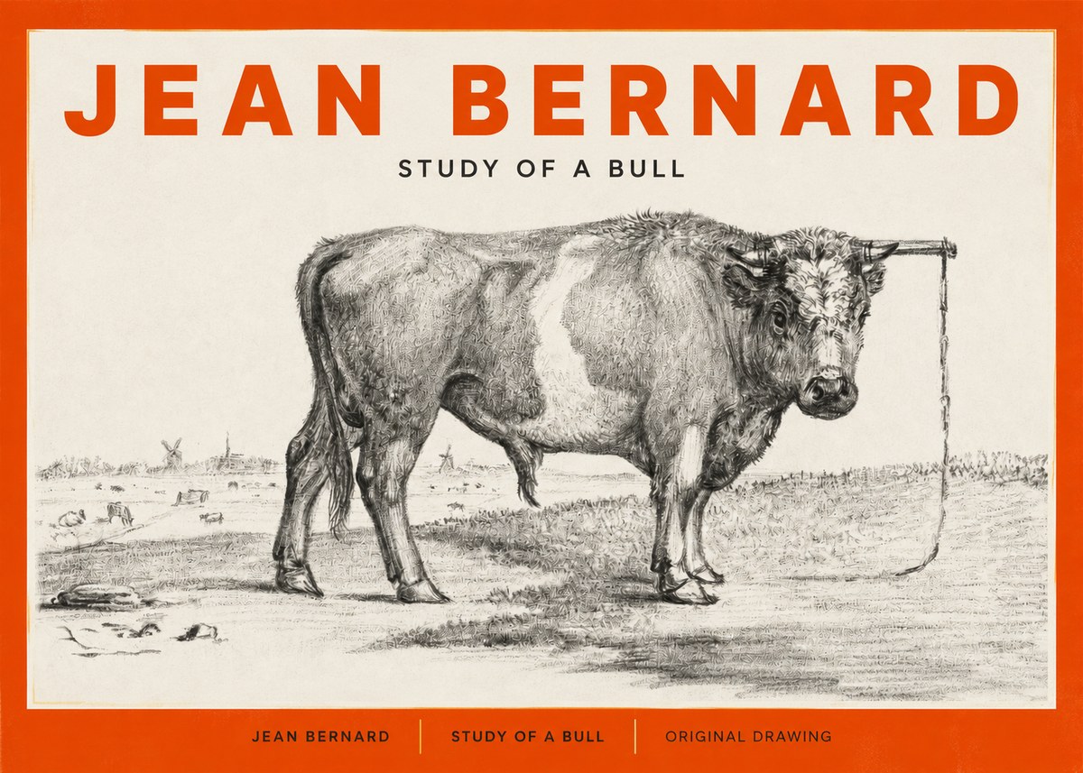 Jean Bernard Study of a Bull III No2 - Poszter