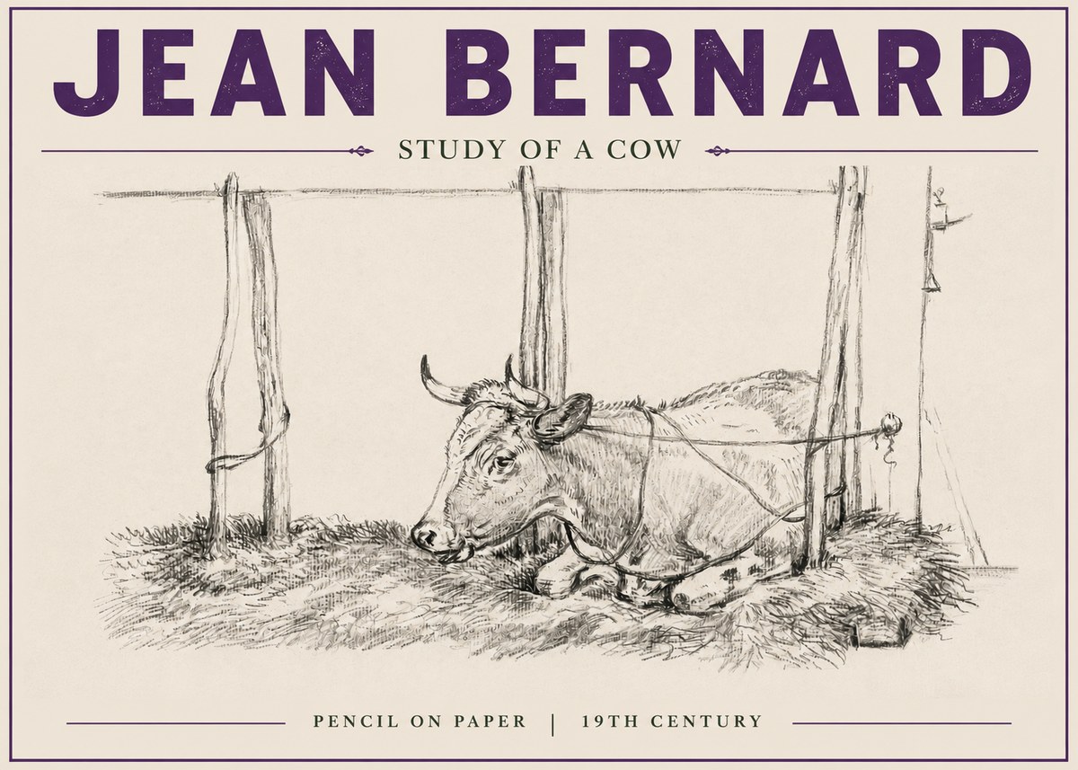 Jean Bernard A Resting Cow No6 - Poszter