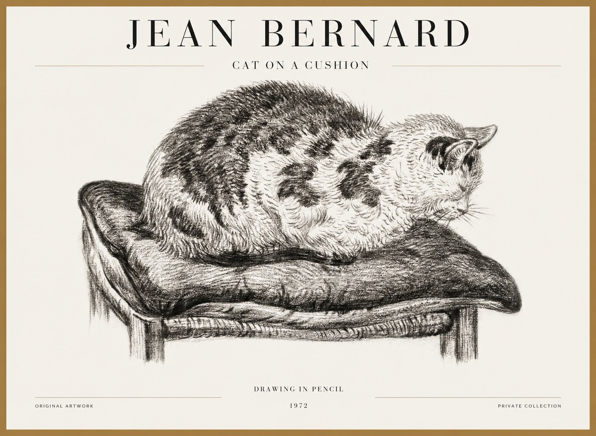 Jean Bernard Cat on a Cushion No5 - Poszter