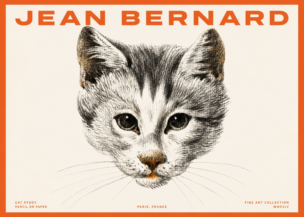Jean Bernard Cat Study IX No2 - Poszter