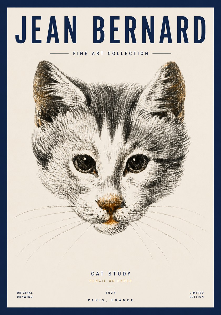 Jean Bernard Cat Study IX No3 - Poszter