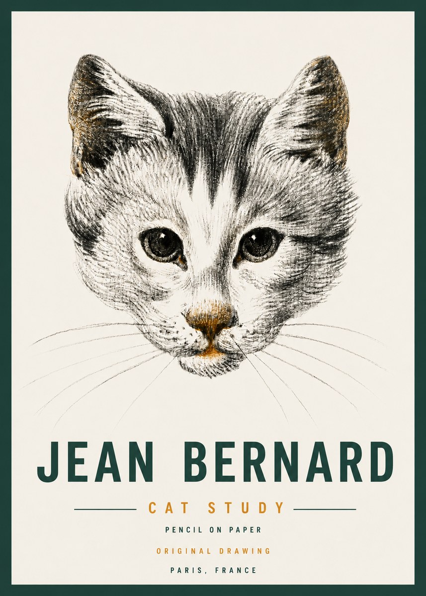 Jean Bernard Cat Study IX No4 - Poszter