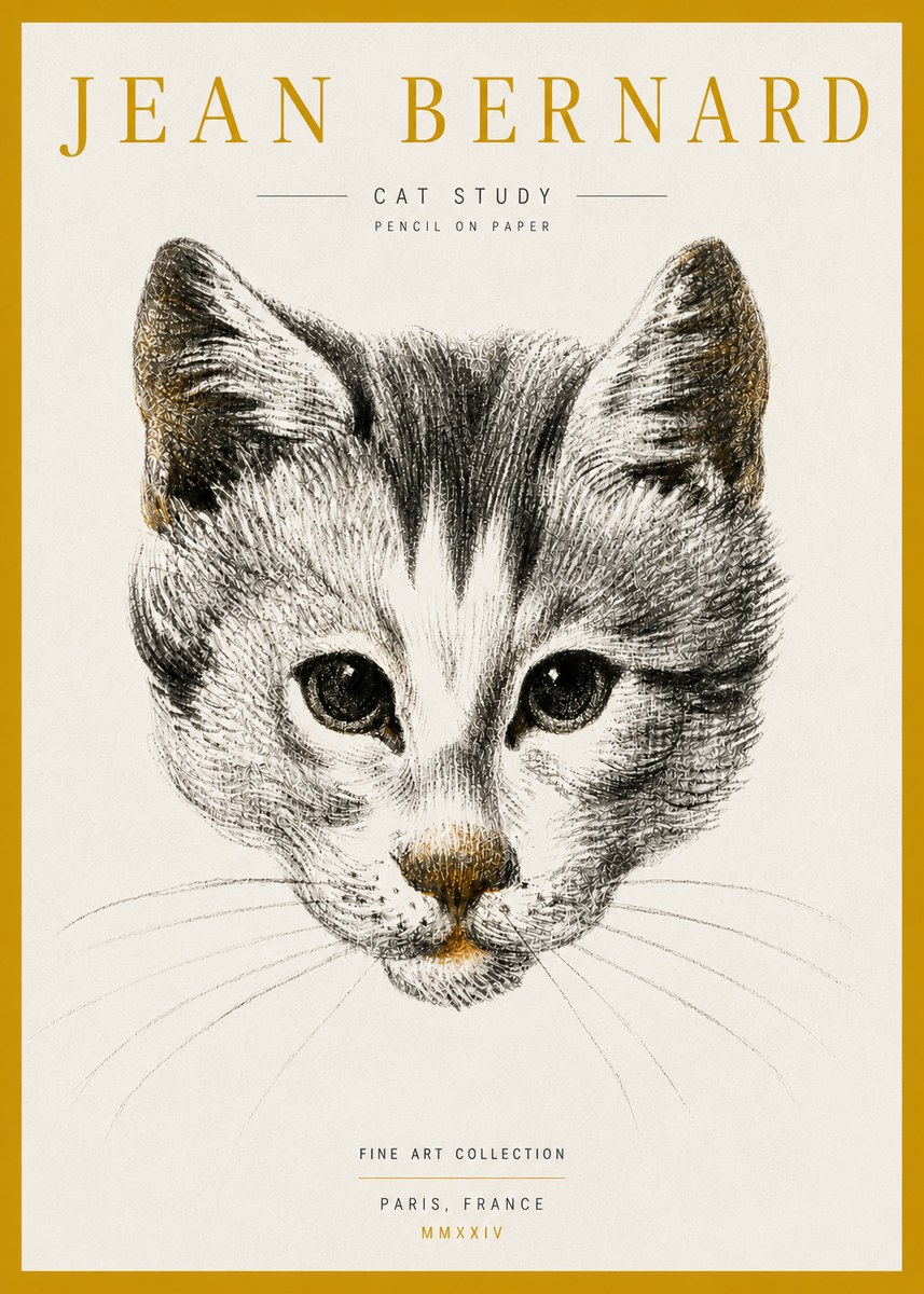 Jean Bernard Cat Study IX No5 - Poszter