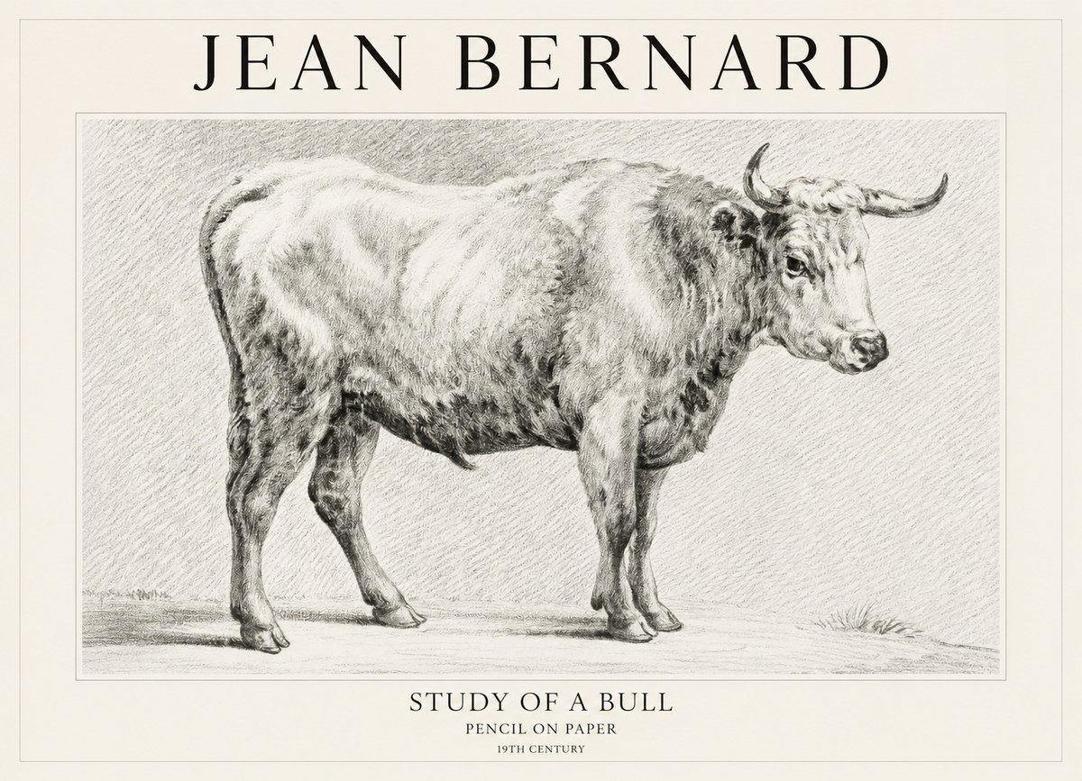 Jean Bernard Study of a Bull IV No1 - Poszter