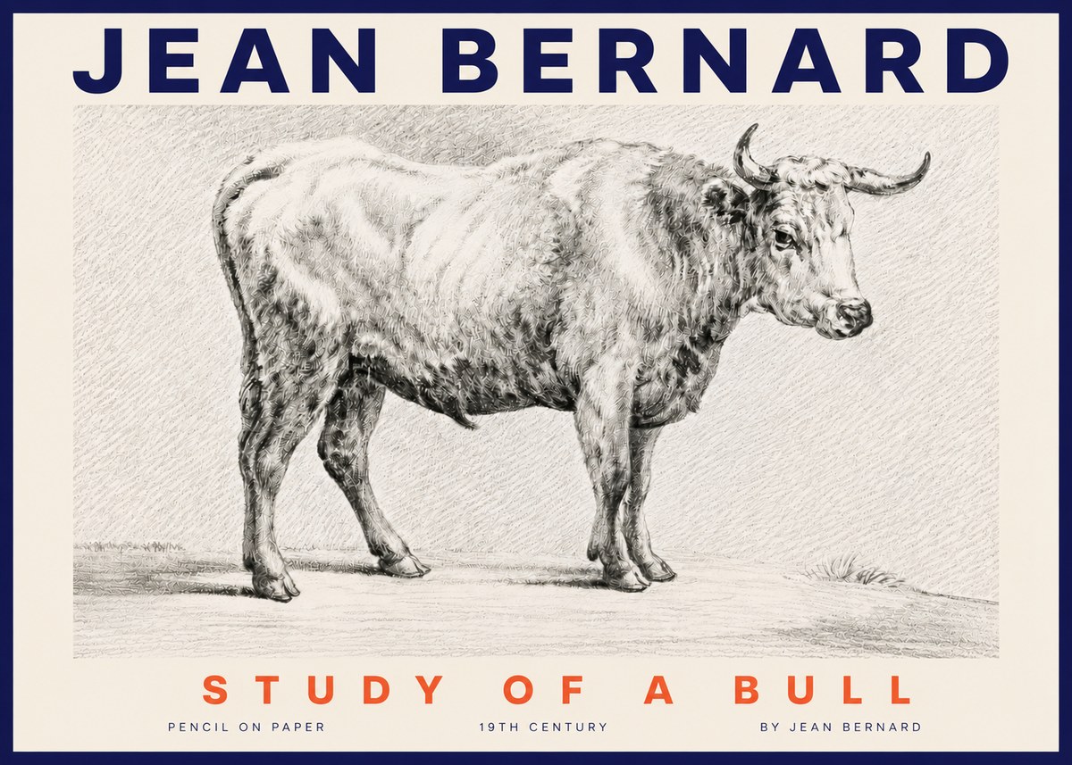 Jean Bernard Study of a Bull IV No4 - Poszter