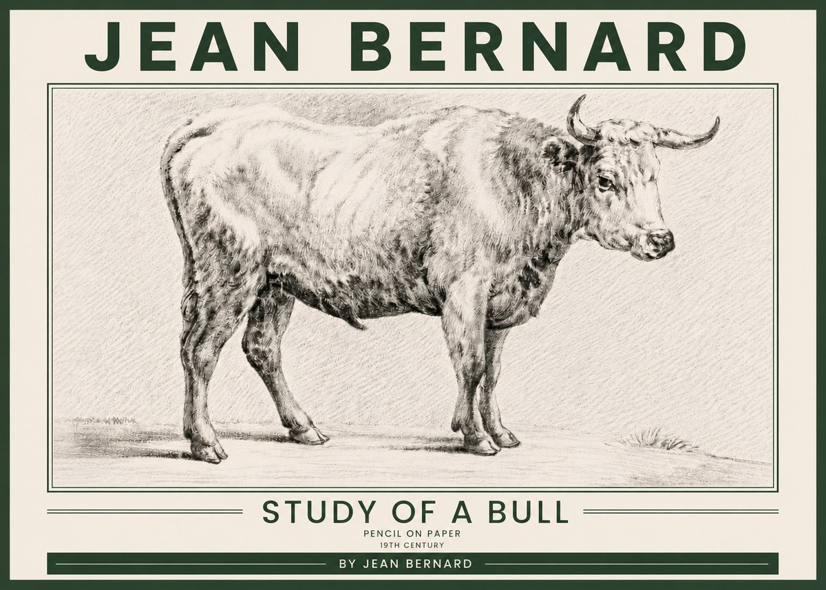 Jean Bernard Study of a Bull IV No5 - Poszter