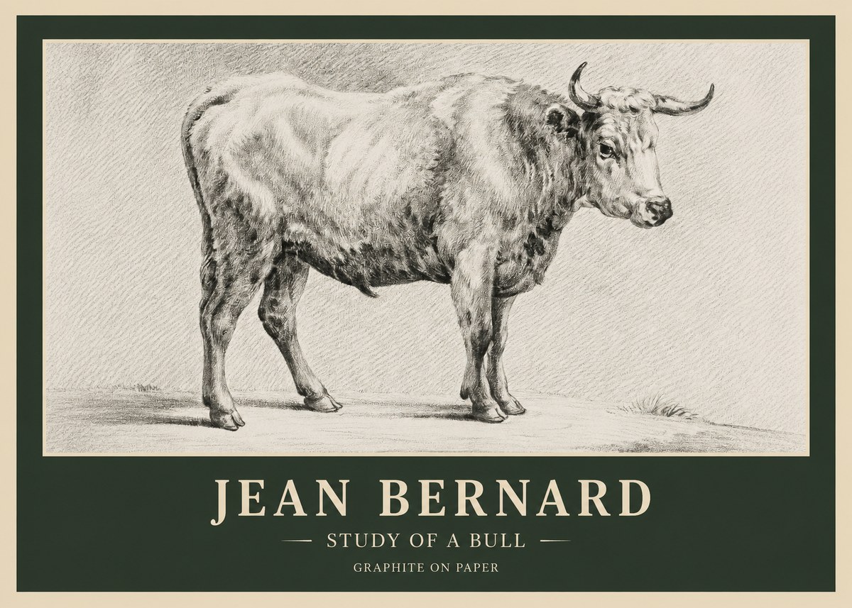 Jean Bernard Study of a Bull IV No6 - Poszter