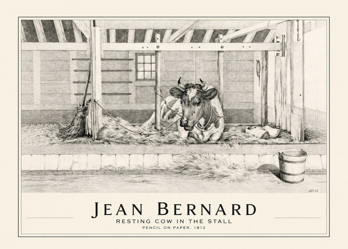 Jean Bernard Resting Cow in the Stall I No1 - Poszter