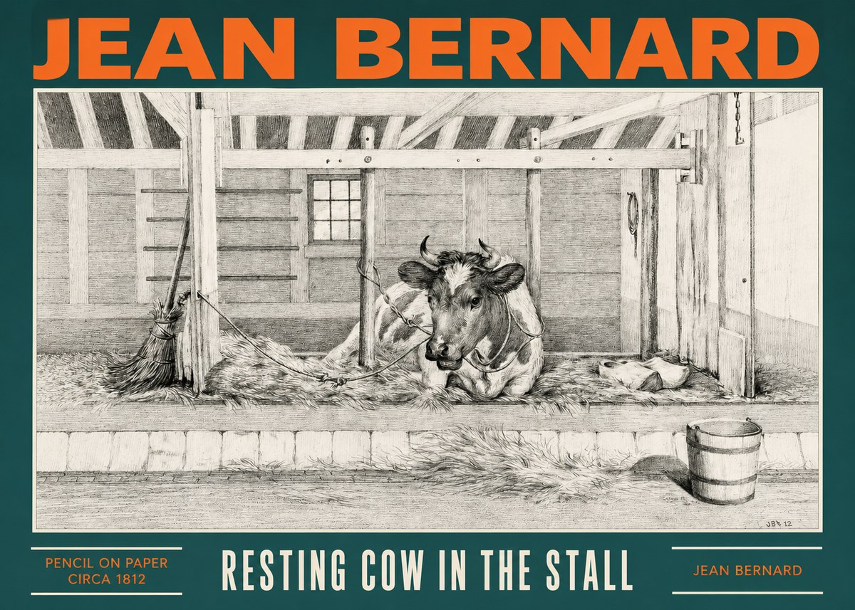 Jean Bernard Resting Cow in the Stall I No2 - Poszter