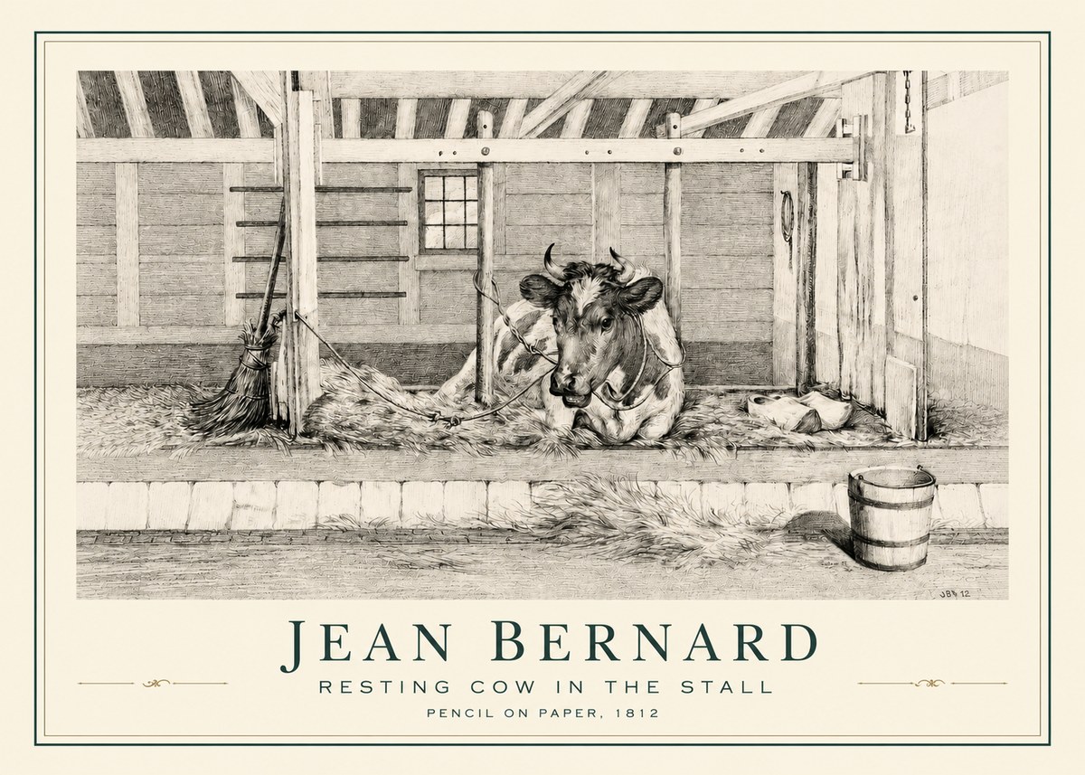 Jean Bernard Resting Cow in the Stall I No3 - Poszter